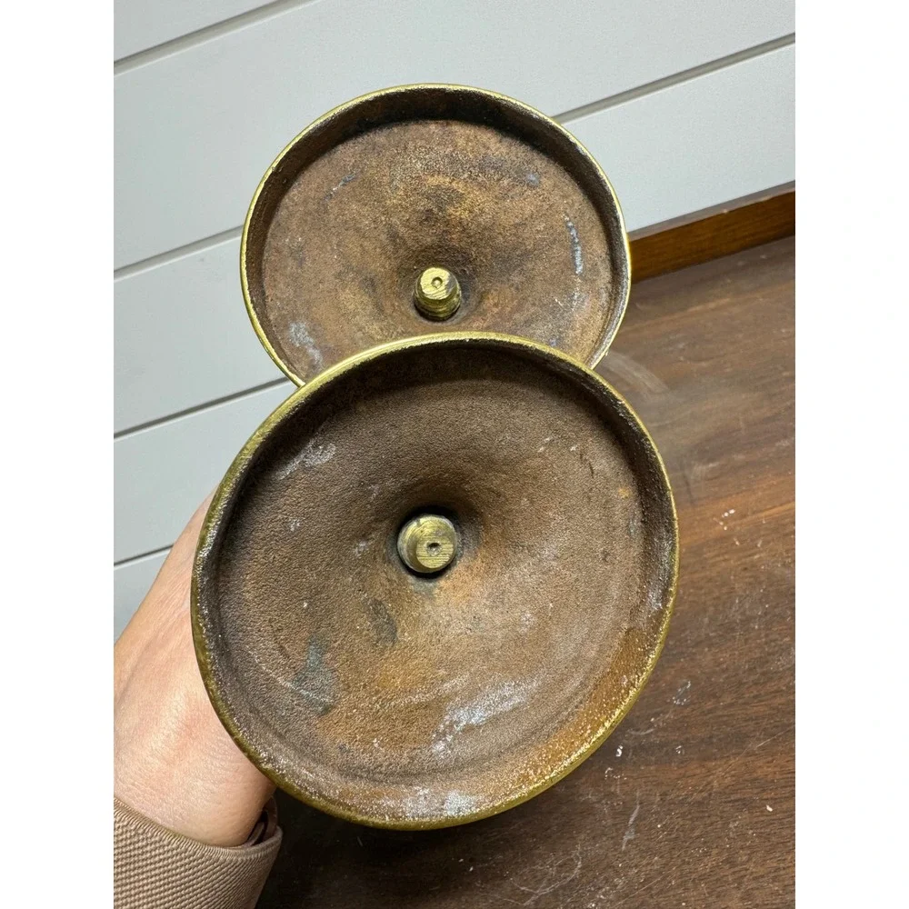 Vintage Solid Brass Candlestick Holders Pair 7 Inch Taper Candle Stands Baluster